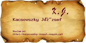 Kacsovszky József névjegykártya